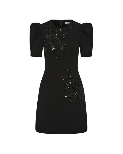 Rebecca Vallance Black Livia Puff-Sleeve Mini Dress