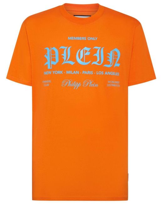 Philipp Plein Orange Logo-print Cotton T-shirt for men