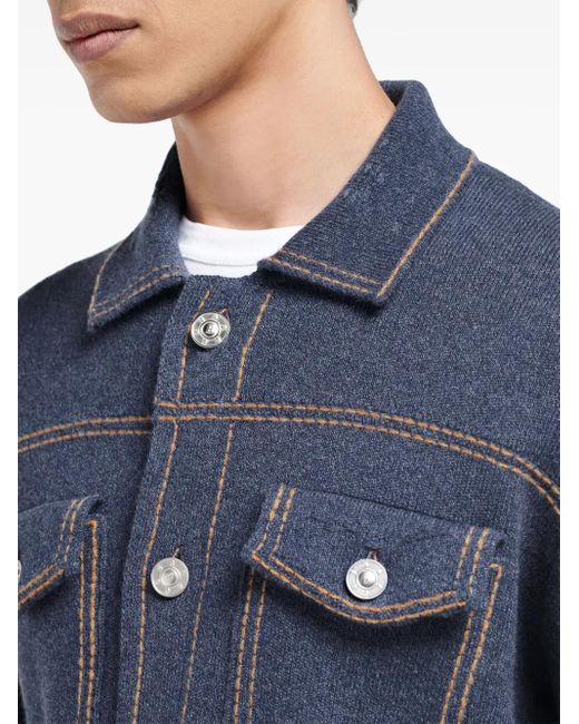 Barrie Blue Knitted Denim Jacket for men