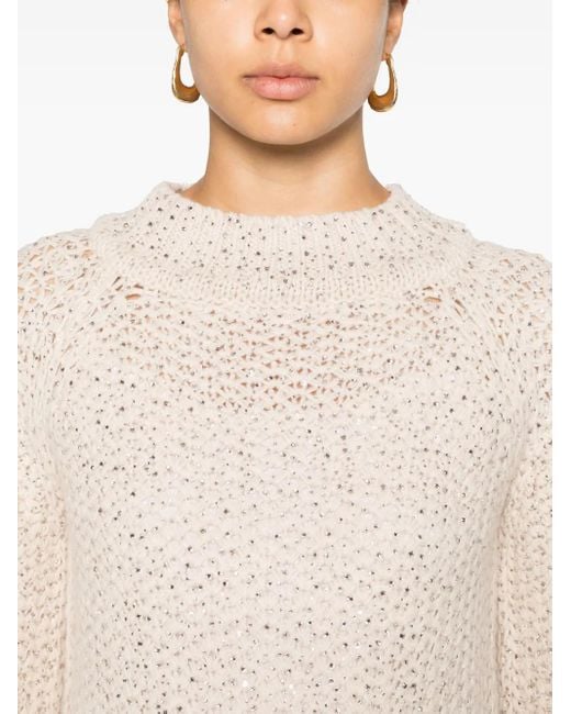 Ermanno Scervino Natural Pullover Mit Kristallen
