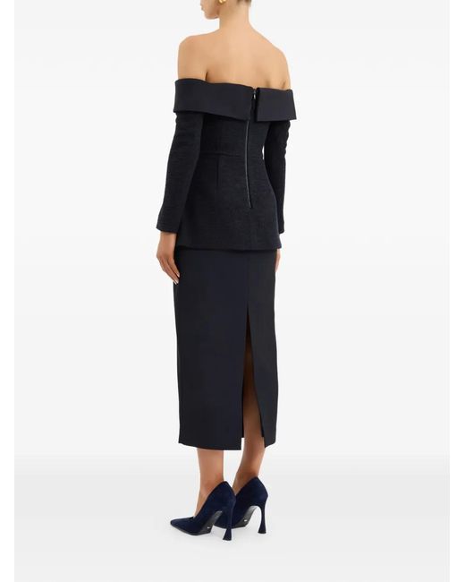 Rebecca Vallance Black Off-Shoulder Midi Dress