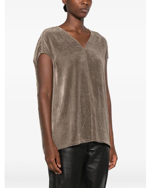 Rick Owens Brown V-Neck Blouse