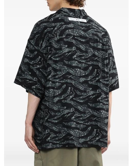 Alpha Industries Black Chemise Imprimée À Manches Courtes for men
