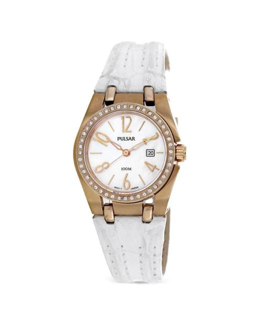 Pulsar Metallic Classic Crystal-Embellished 28Mm Watch