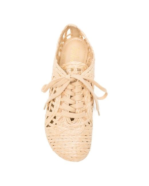 Palomitas By Paloma Barcelo' Natural Cora Woven-Design Lace-Up Sneakers