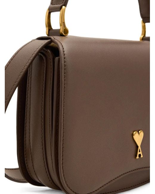 AMI Brown Cowhide-Leather Paris Paris Top Handle Bag