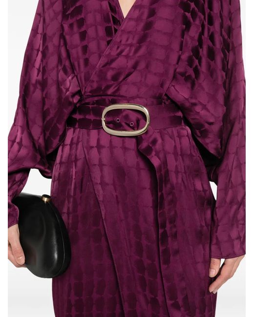 Taller Marmo Purple Dunaway Belted Printed Dress
