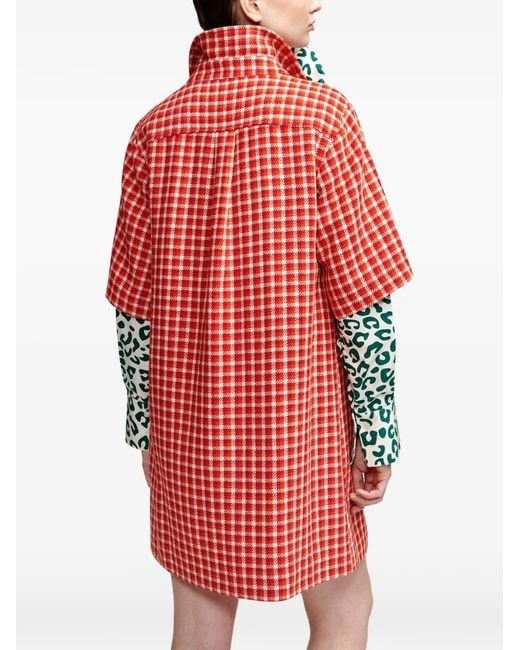 Essentiel Antwerp Red Kooky Checked A-Line Mini Dress