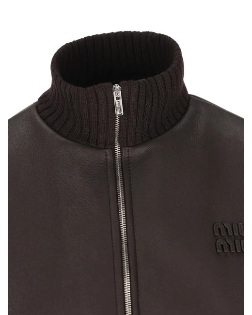 Miu Miu Black Logo-Patch Zipped Jacket