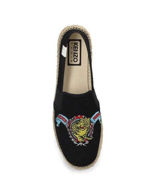 KENZO Black Tiger-Embroidered Espadrilles for men