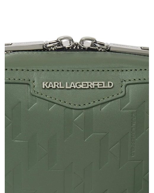 Karl Lagerfeld Green K/Loom Leather Messenger Bag for men