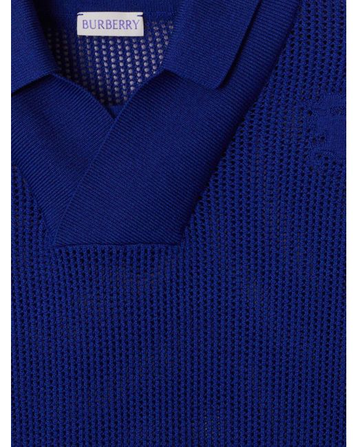 Burberry Poloshirt aus Mesh-Strick in Blue für Herren