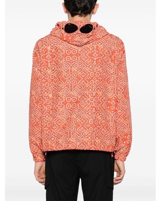 C P Company Orange Inca-print Hooded Jacket for men