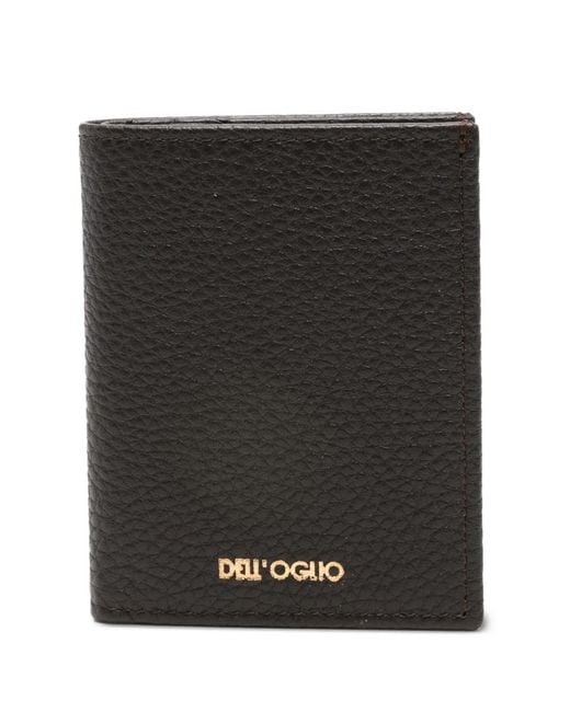 Dell'Oglio Black Grained Bi-Fold Wallet for men