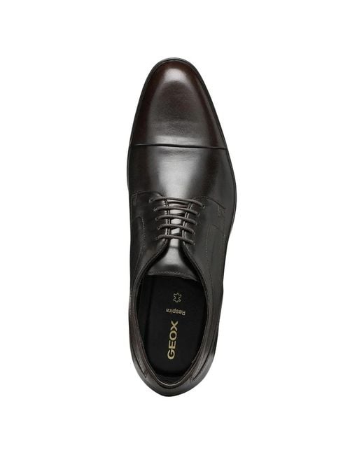 Stringate Con Punta A Contrasto di Geox in Black da Uomo