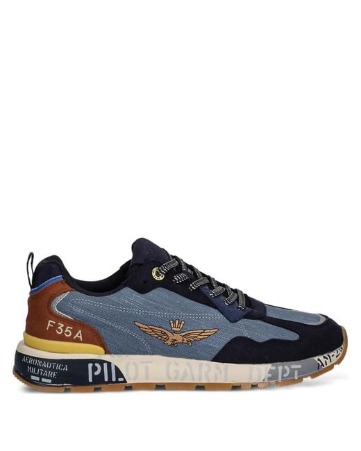 Aeronautica Militare Blue Logo-Motif Sneakers for men