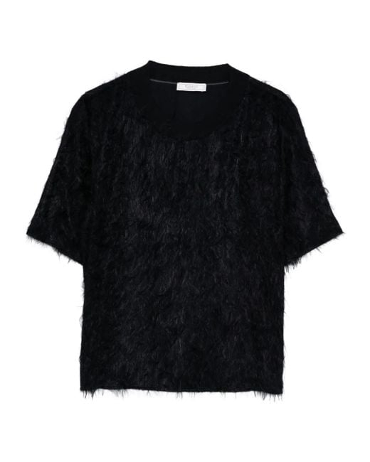 Peserico T-Shirt Met Franje in het Black