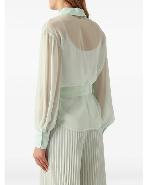 Twinset Green Sheer Self-Tie Blouse