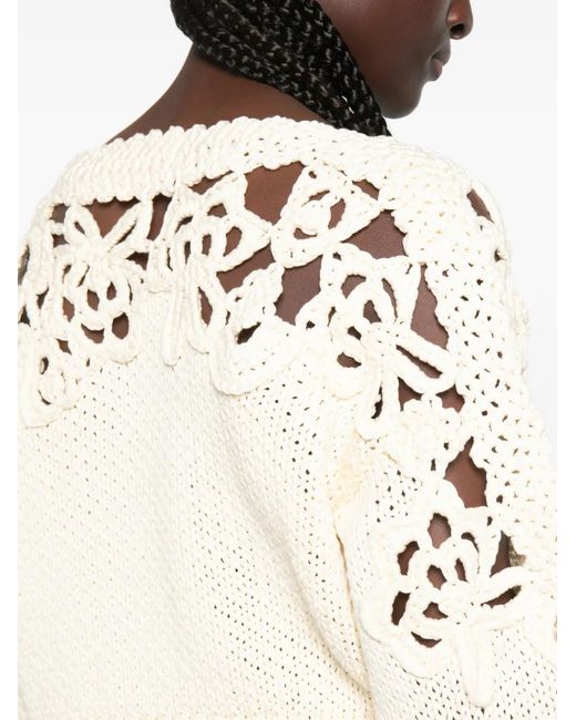 Ermanno Scervino White Crochet-Knit Cut-Out Sweater