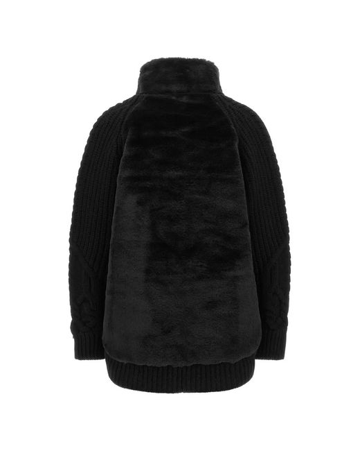 Herno Black Braided-Knit Ribbed Jacket