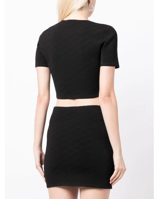 T-Shirt Crop Con Monogramma Jacquard di Alexander Wang in Black
