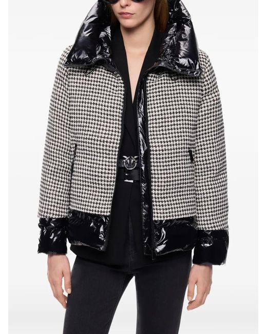 Pinko Gray Tweed And Nylon Down Jacket