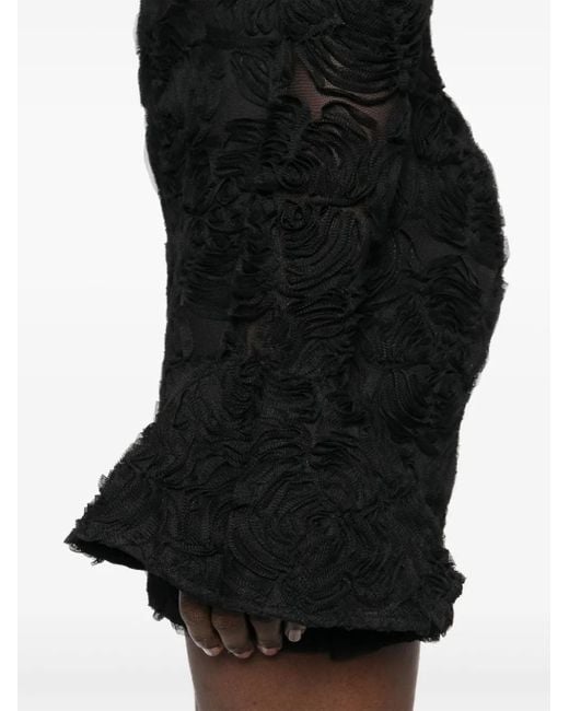 ROTATE BIRGER CHRISTENSEN Black Mesh-Minikleid Mit Blumen
