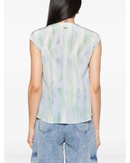 Boss Blue Abstract-Stripes Sleeveless Shirt