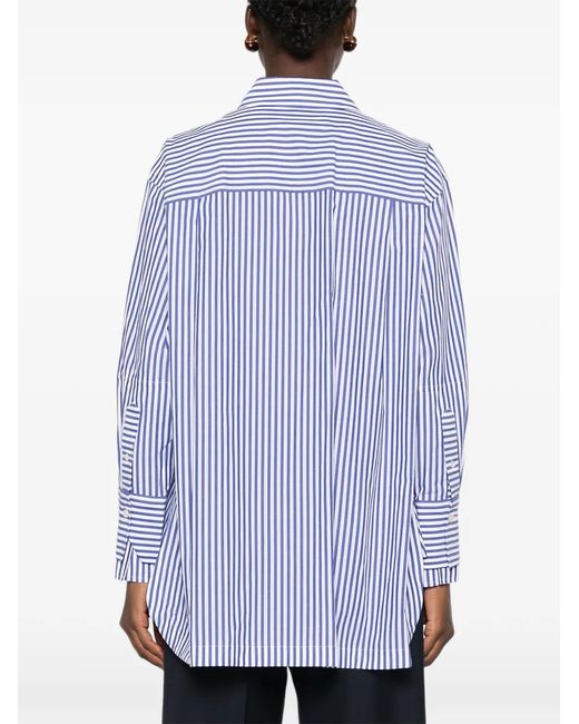 Joseph Blue Theia Vertical-Stripe Long-Sleeve Shirt