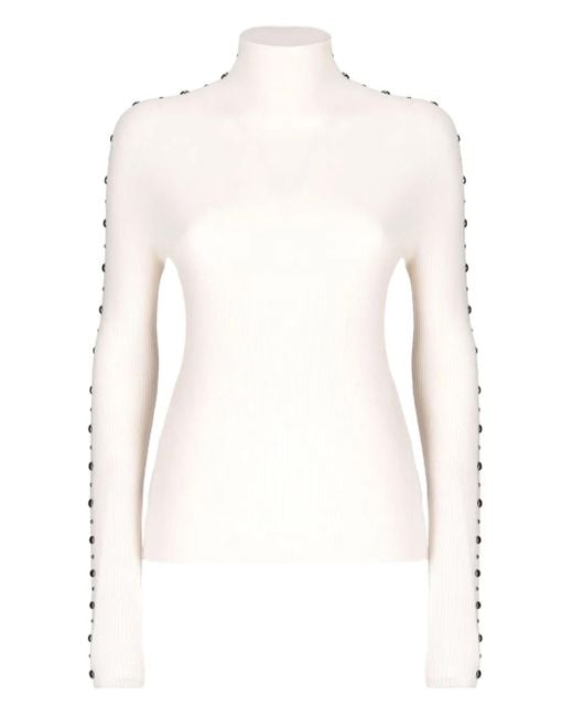 Laneus Geribbelde Verfraaide Top in het White