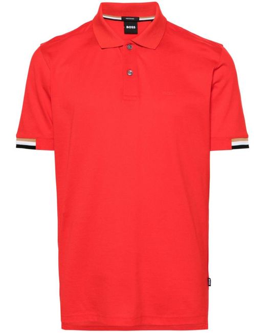 Boss Red Logo-print Cotton Polo Shirt for men