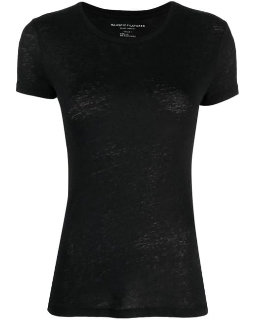 Majestic Filatures Black Crew-Neck Short-Sleeve T-Shirt