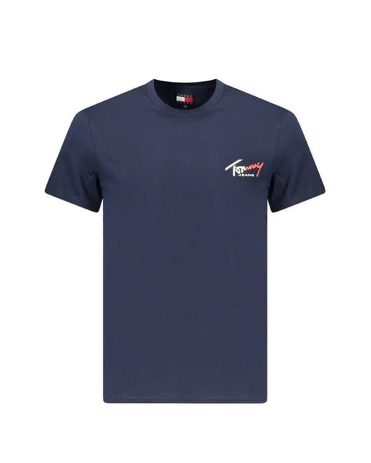 Tommy Hilfiger Blue Logo-Print Cotton T-Shirt for men