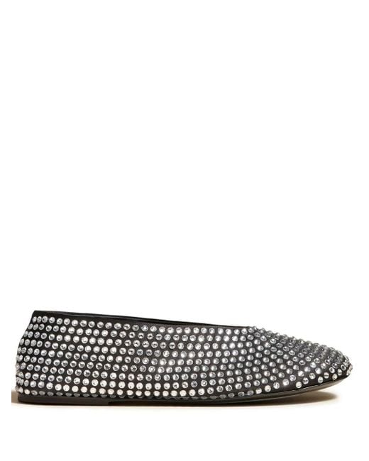 Khaite White The Marcy Ballet Flats With Rhinestones