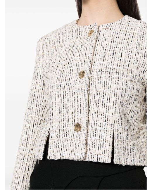 Nina Ricci White Embossed-Button Tweed Jacket