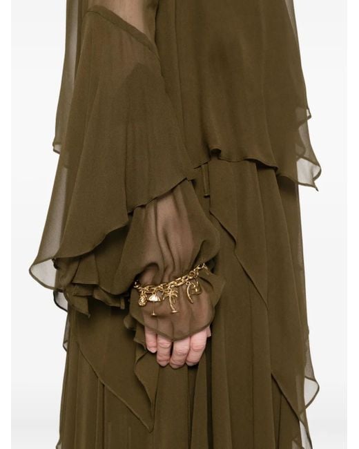 Zimmermann Green Cascading-Ruffle Maxi Dress