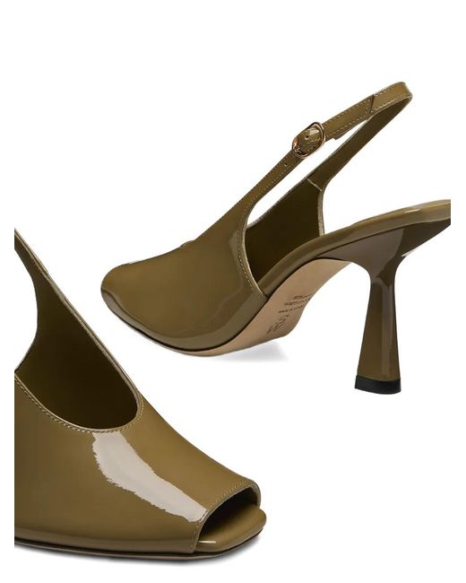 Stuart Weitzman Metallic Val Peep-Toe Slingback Pumps