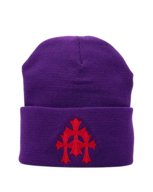Chrome Hearts Purple Watch Logo-Embroidered Beanie Hat for men