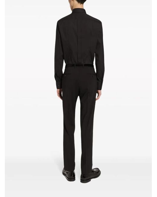 Dolce & Gabbana Black Long-Sleeve Stretch-Cotton Shirt for men