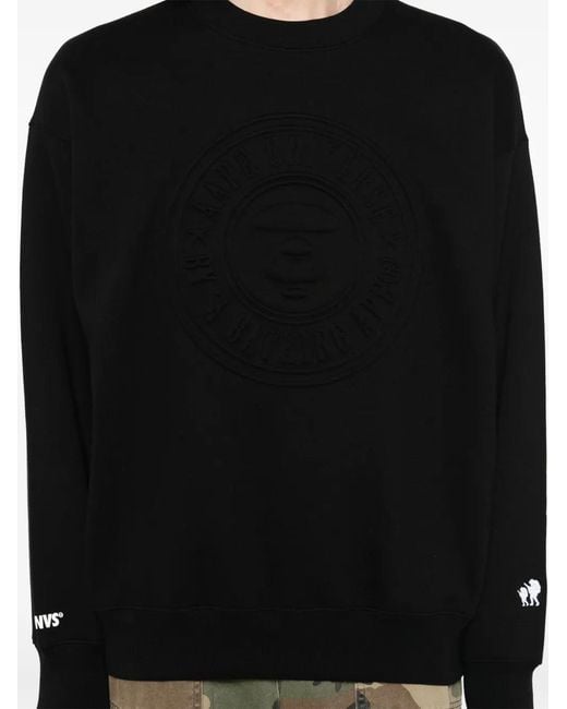 Aape By A Bathing Ape Black Embossed Logo-Print Sweatshirt for men