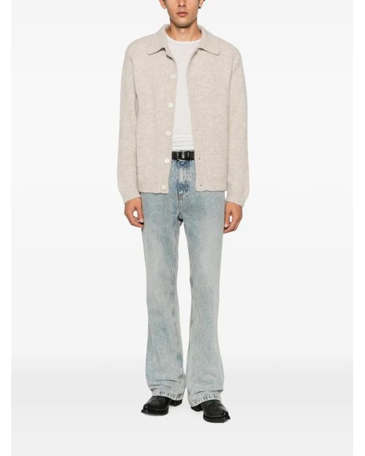 sunflower White Button-Up Collared Sweater for men