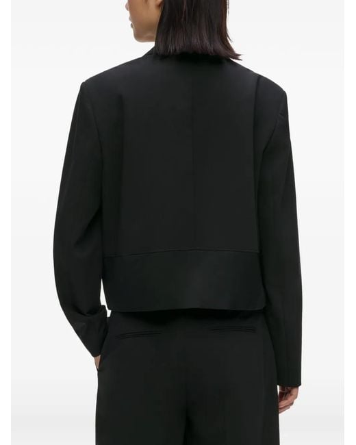 Karl Lagerfeld Black Buckle-Detail Cropped Blazer