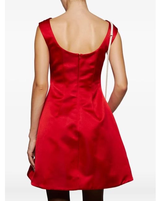 Rosie Assoulin Red Sweetheart-Neck Mini Dress