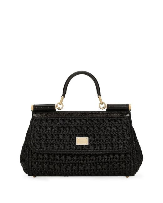 Dolce & Gabbana Black Mini Sicily Interwoven Tote Bag