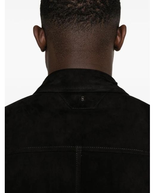 Salvatore Santoro Black Suede Jacket for men