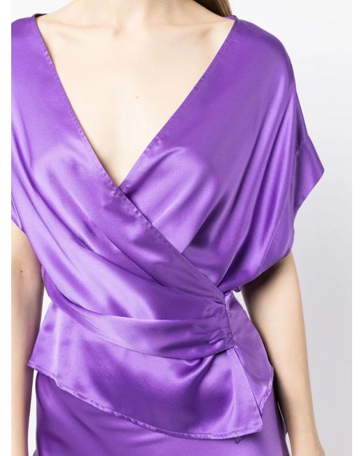 Michelle Mason Purple Open-Neck Top