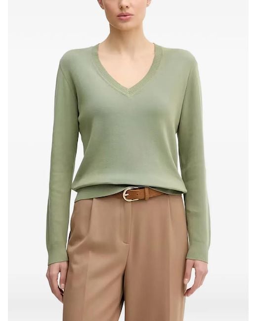 Benetton Green V-Neck Knitted Sweater