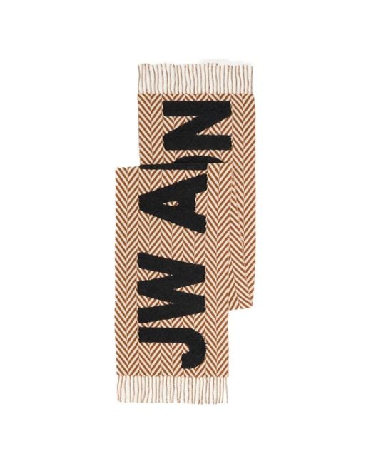 J.W. Anderson Red Gingham-Check Intarsia-Logo Scarf