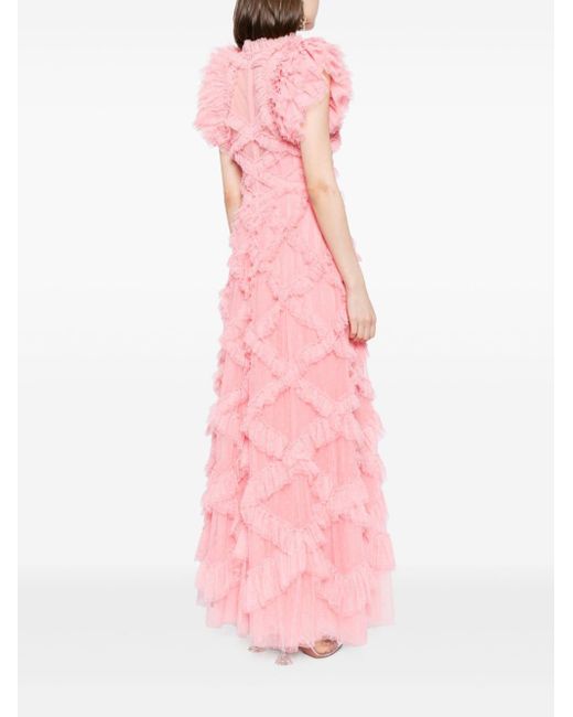 Needle & Thread Pink Genevieve Ruffled Gown