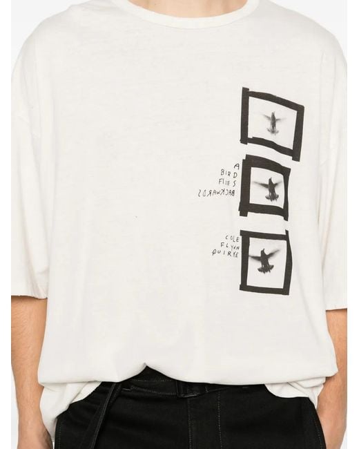 Ann Demeulemeester White Graphic-Print T-Shirt for men